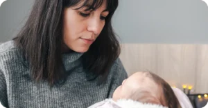 young mom with the baby blues or ppd